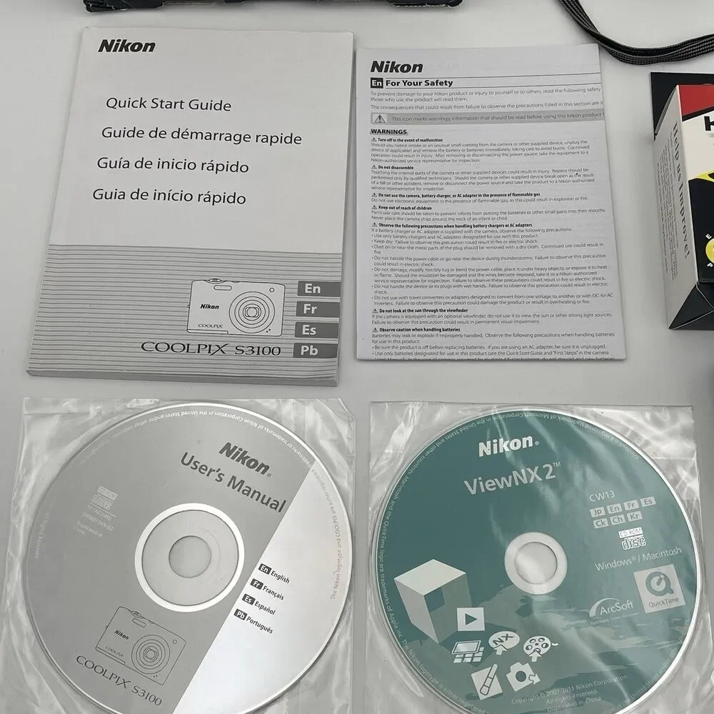 Nikon CoolPix S3100 14.0MP Digital Camera - Silver w/ Battery, Charger + More